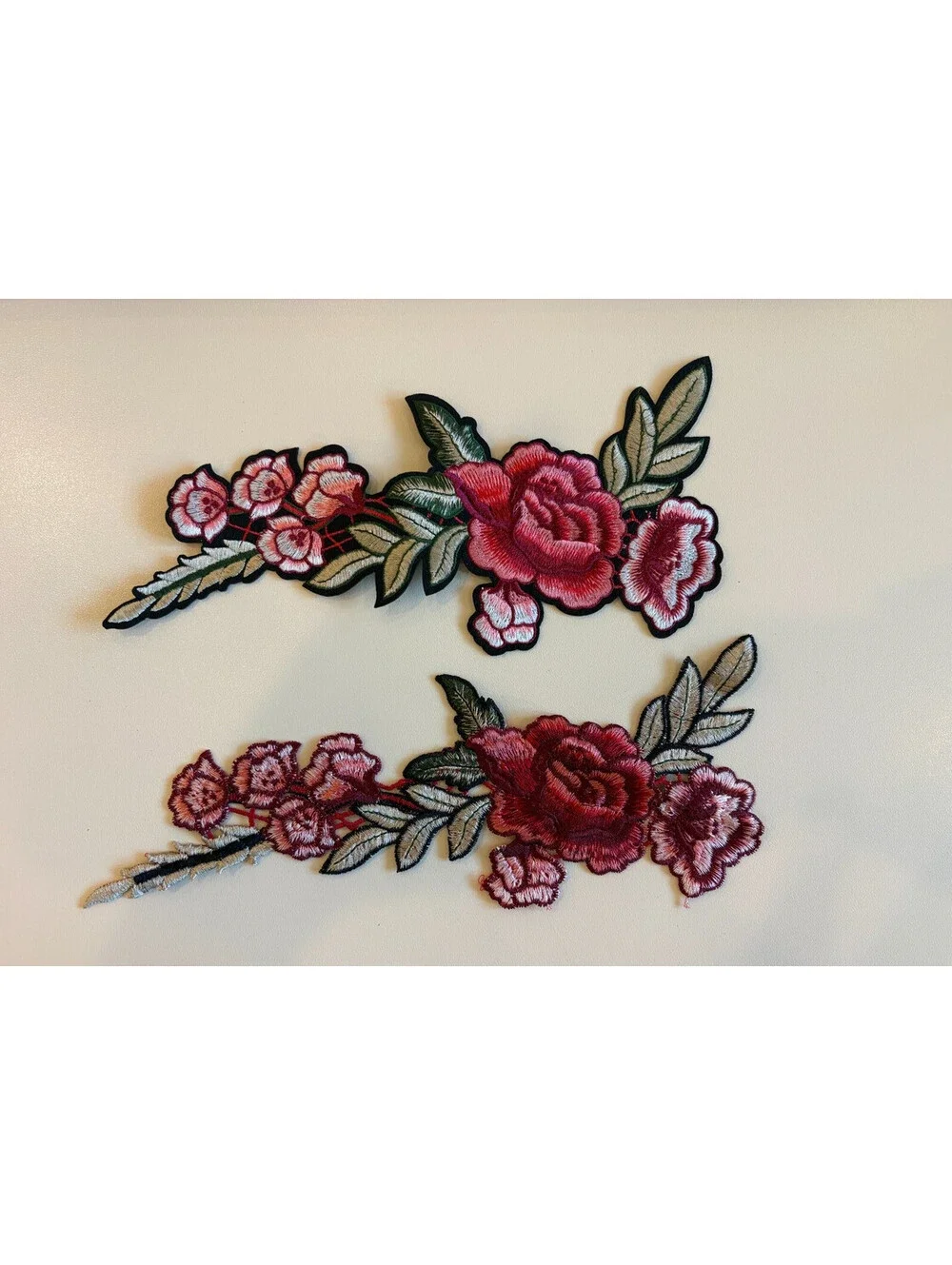 2 Pc Large Floral Rose Embroidered Applique Patch Pair Iron On Sew On Craft 12